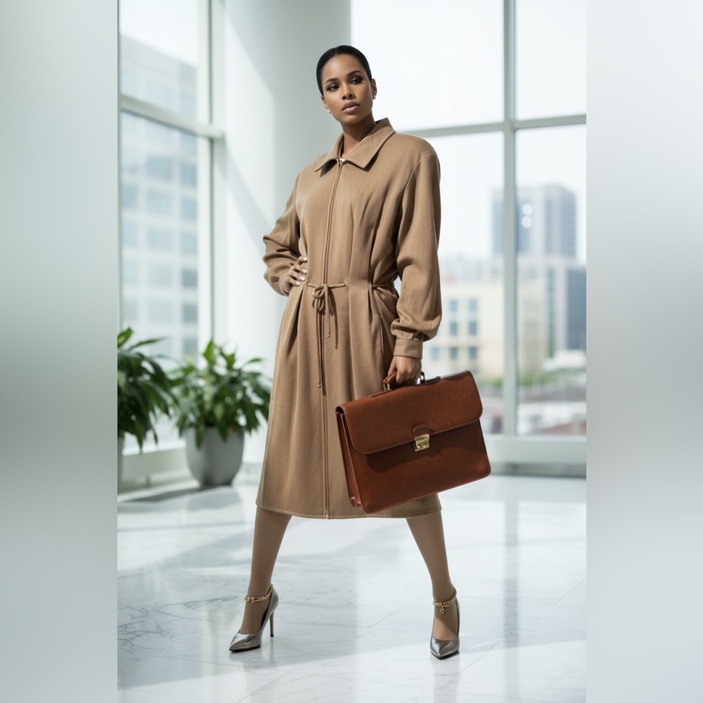 Elegant Tan Women's Dress Coat 100% Wool☑️